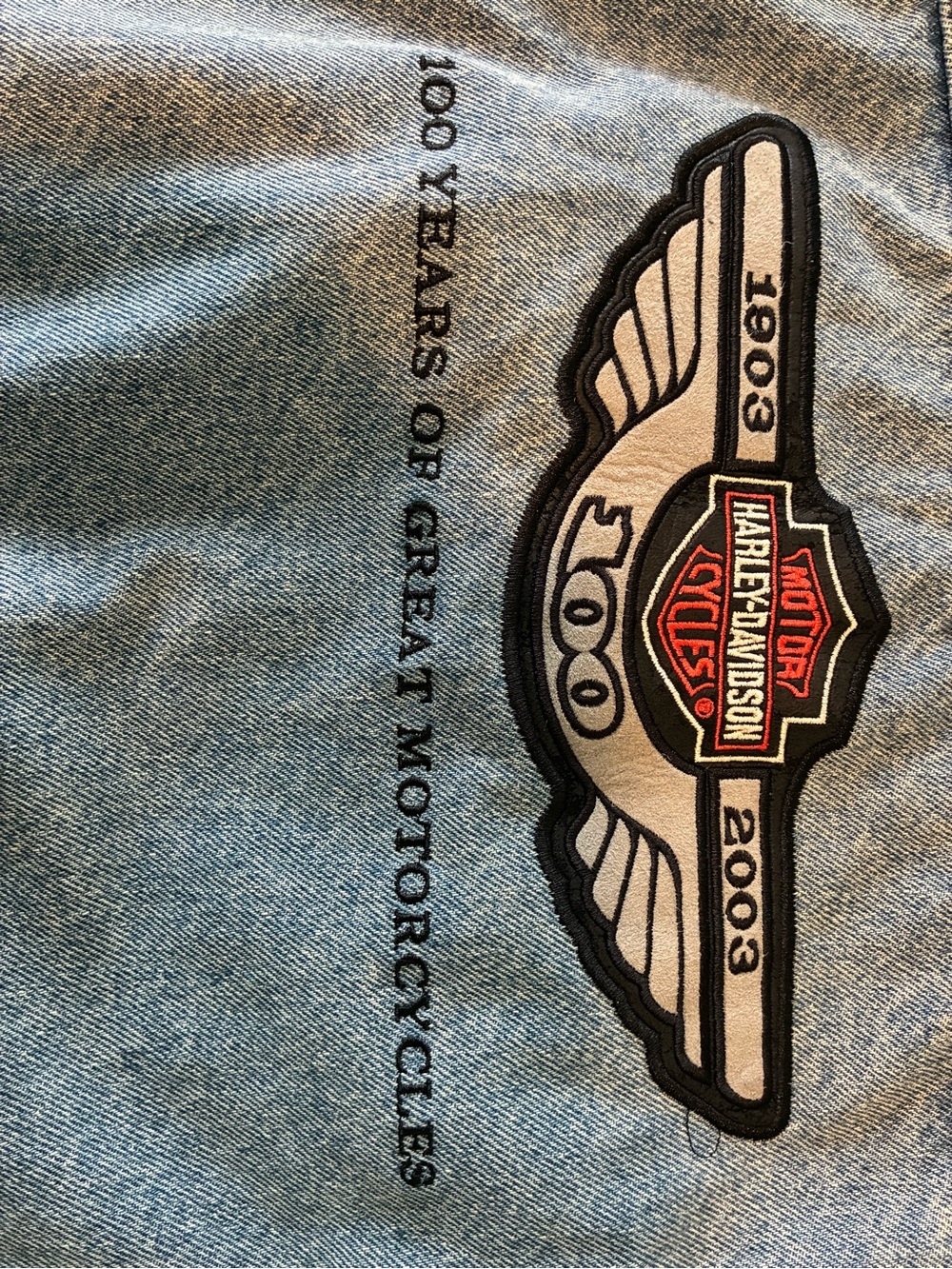 Harley-Davidson Denim Winged Patch in Black, Red and White